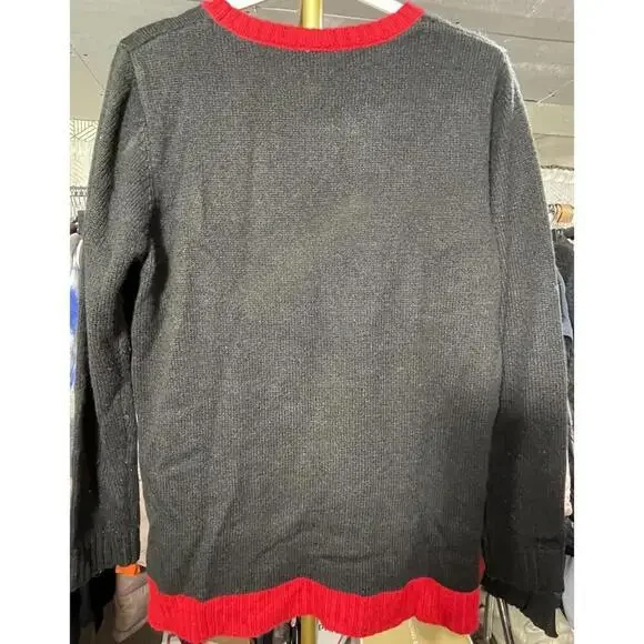 Rudolph Red Nose Reindeer Christmas Sweater Small w Scarf Embellished Sparkling - Picture 2 of 3